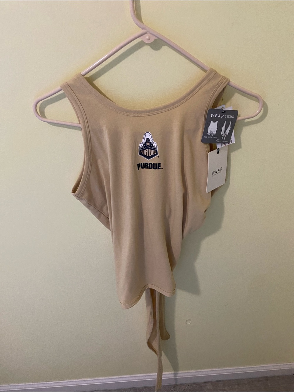 Purdue Tan Tie-Back Tank Top